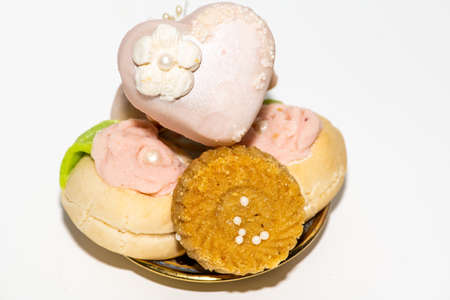Arabic oriental sweets isolated on a white backgroundの写真素材