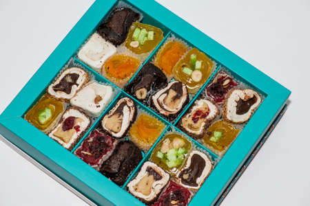 Oriental Sweets. Traditional Turkish Delight Close-up.の写真素材
