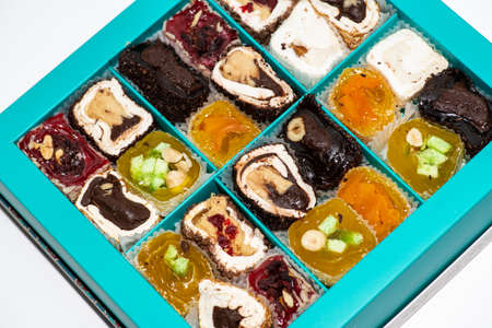 Oriental Sweets. Traditional Turkish Delight Close-up.の写真素材