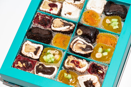 Oriental Sweets. Traditional Turkish Delight Close-up.の写真素材