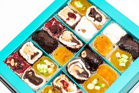 Oriental Sweets. Traditional Turkish Delight Close-up.の写真素材