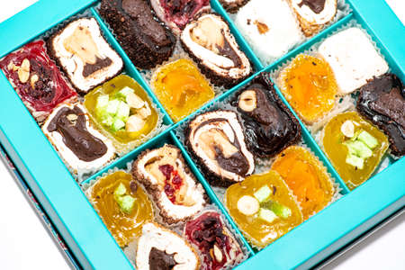 Oriental Sweets. Traditional Turkish Delight Close-up.の写真素材