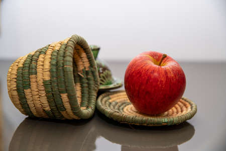 Red apples on a white backgroundの写真素材