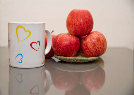 Red apples on a white backgroundの写真素材