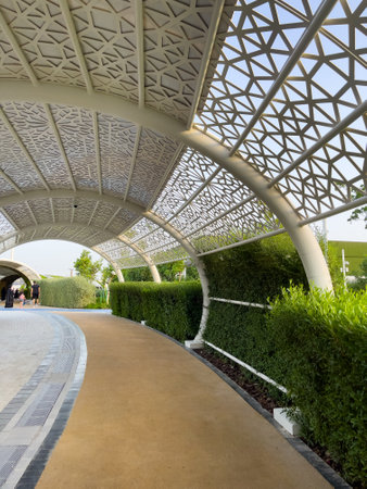 Walking path in Park in Doha Qatarの写真素材