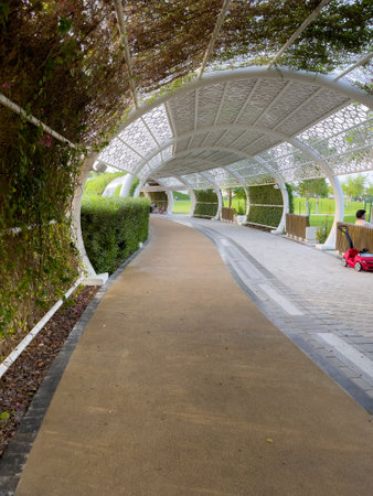 Walking path in Park in Doha Qatarの写真素材