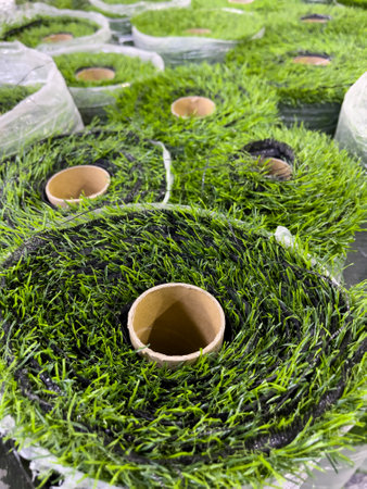 Artificial grass in the gardenの写真素材