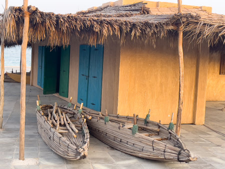 Old houses in the cultural village of Doha, Qatarの写真素材