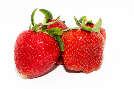 Strawberries isolated on white backgroundの写真素材