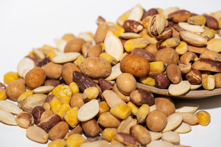 Set of different nuts on a white background