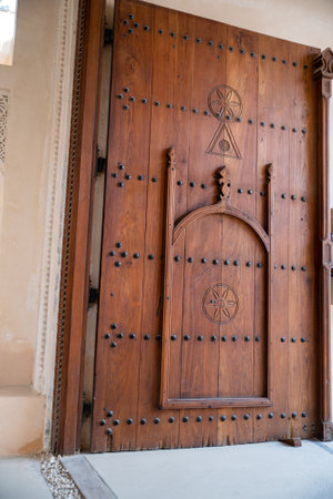 Old and large wooden doorの写真素材