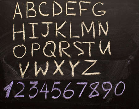 Alphabet and Numerals written on the chalkboard