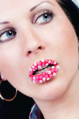lips with beadsの写真素材