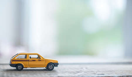 Toy model of taxi car in nursery roomの写真素材