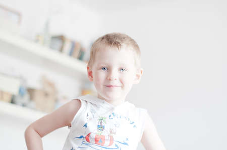 little 4 years old boy is smilingの写真素材