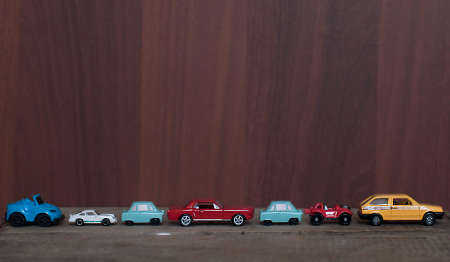 toy car traffic jam in child's roomの写真素材