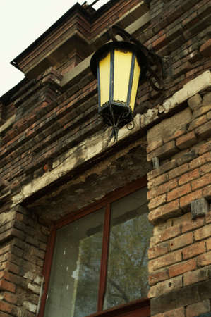 old lantern of the abandoned haunting houseの写真素材