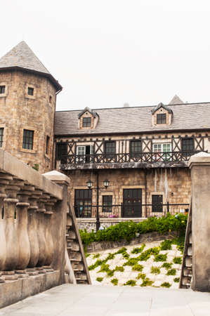 Old house in ancient medieval french villageのeditorial素材