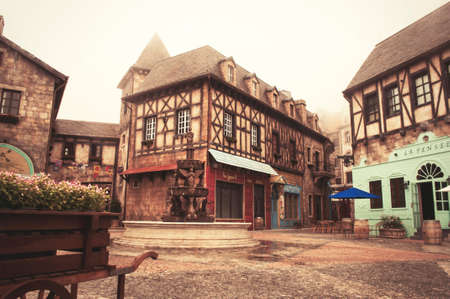 Old medieval buildings in abandoned ancient french villageの写真素材