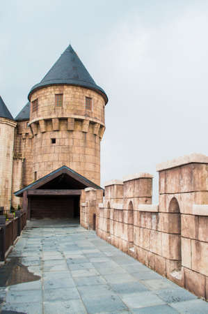 Medieval castle tower in ancient french villageのeditorial素材