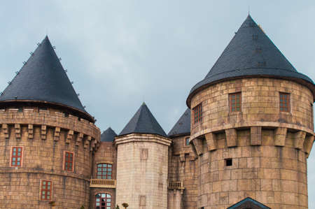Medieval castle tower in ancient french villageのeditorial素材