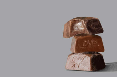 Confectionery products, milk chocolate candiesの写真素材