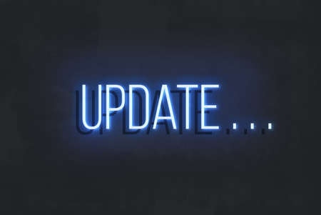 Update word. Neon sign. Led lettersの写真素材