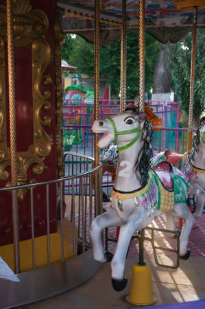 Funfair. Carousel. Amusement park. Nostalgic. Summer holidaysの写真素材
