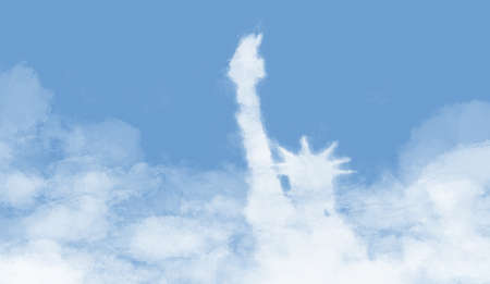 Statue of liberty shaped cloudsの写真素材