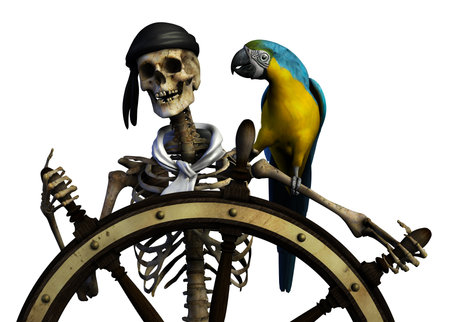 3D render of a skeleton pirate.の写真素材