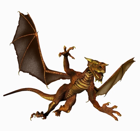 Dragon flying - 3d render.の写真素材