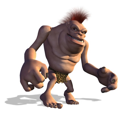 A cartoon caveman with a devious grin - 3D render の写真素材