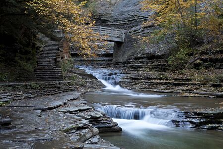 A beautiful autumn day at Stony Brook State Park, NY.の写真素材
