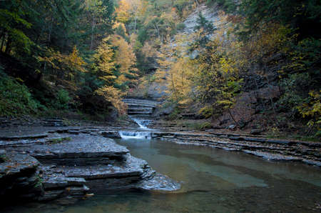 A wide view of Stony Brook Park in autumn.の写真素材