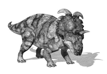 Albertaceratops dinosaur - 3d render with special shaders used to create the appearence of a pencil drawing.の写真素材
