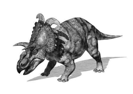 Albertaceratops dinosaur - 3d render with special shaders used to create the appearence of a pencil drawing.の写真素材