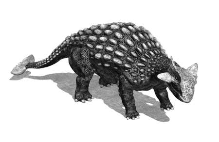 Ankylosaurus dinosaur, 3d render, special shaders were used to create the appearance of a pencil drawing.の写真素材