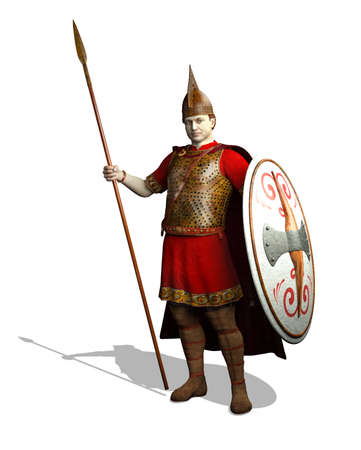 An ancient Celt Warrior is ready for battle - 3D render.の写真素材