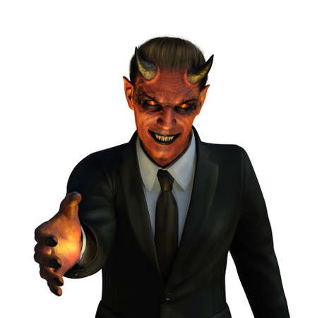 The Devil is offering a hell of a good deal - 3D render with digital painting.の写真素材