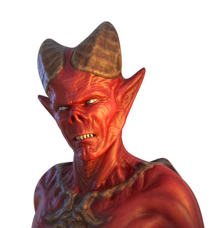 Portrait of a demon isolated on white - 3D render.の写真素材