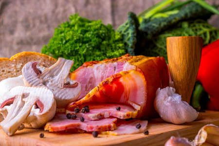 Still life of meat and vegetablesの写真素材