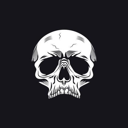 Skull vector illustration isolated on black background. Design template for tattoo or t-shirt.のイラスト素材