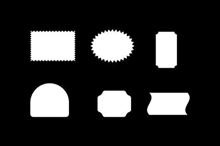 Set of black and white stamp icons isolated on black background. Vector illustration.のイラスト素材