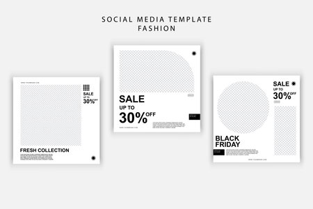 Set of Editable minimal square banner template design for social media post.のイラスト素材