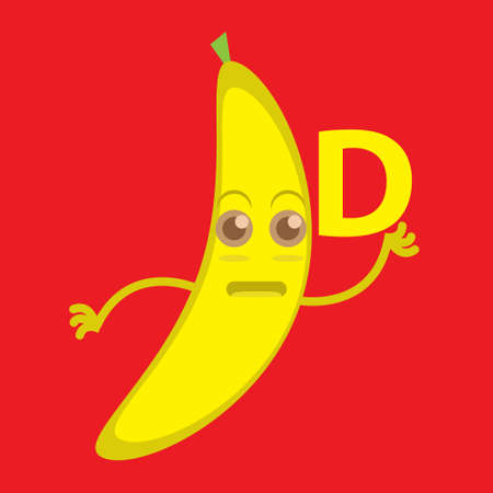 vector graphic illustration of banana characters with variations of the letter D. can be used for education or other products.のイラスト素材