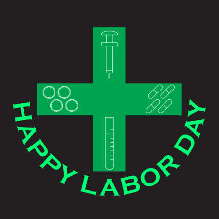 vector graphic illustration of happy labor day for health workers. may be used for content or products related to it.のイラスト素材