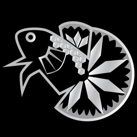 graphic vector illustration of a silver betta fish in line art style.のイラスト素材