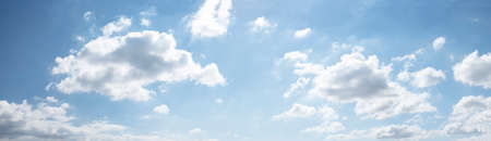 Panoramic fluffy cloud in the blue sky. Sky with cloud on a sunny day.