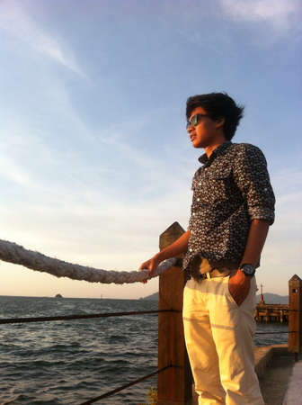 A casual wear in a sunset seing. の素材