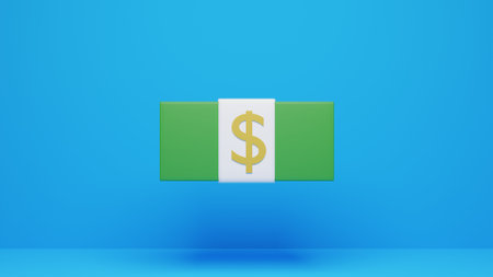 3d illustration money bulk many dollars sign greenの写真素材